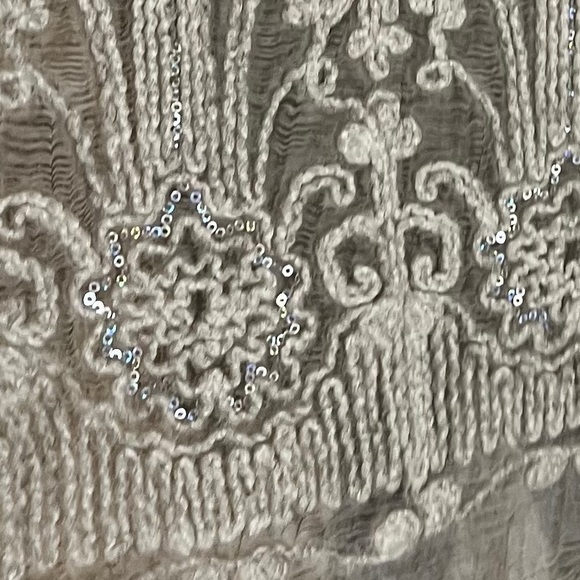 Soft Surroundings Beaux Arts Silk Tunic Top Taupe Embellished Sz S - Picture 5 of 12